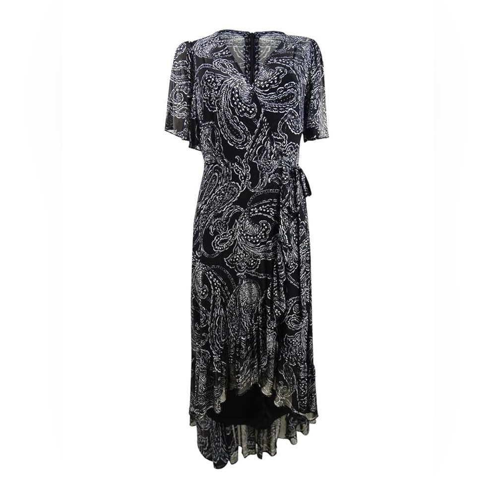 Calvin Klein Black and White Ruffled Tiered Dress